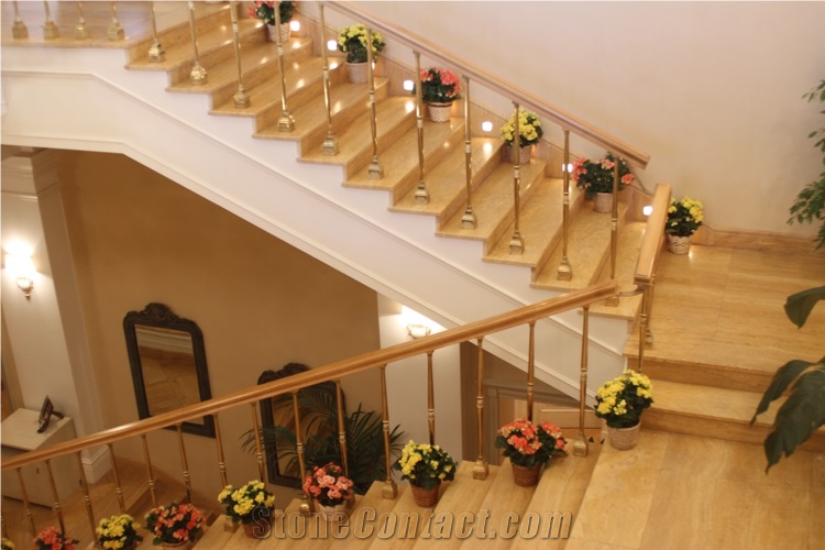 Yellow Travertine Stairs, Steps