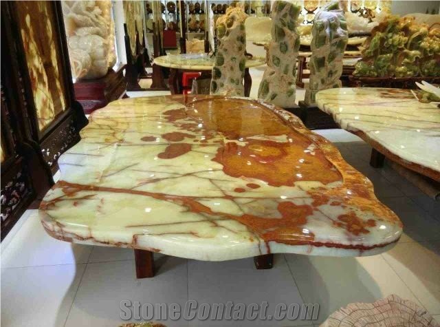 Green Onyx Custom Design Table Top
