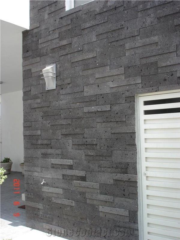 Cantera America Negra Wall Cladding, Black America Negra Cantera Cultured Stone Mexico
