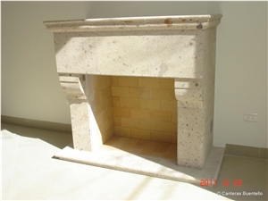 Pinon Cantera Carved Fireplace Mantel, White Pinon Cantera Fireplace Surrounding Mexico