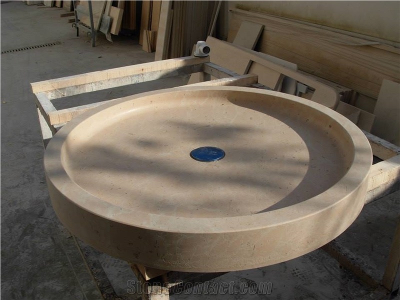 Crema Avorio Marble Solid Round Shower Base