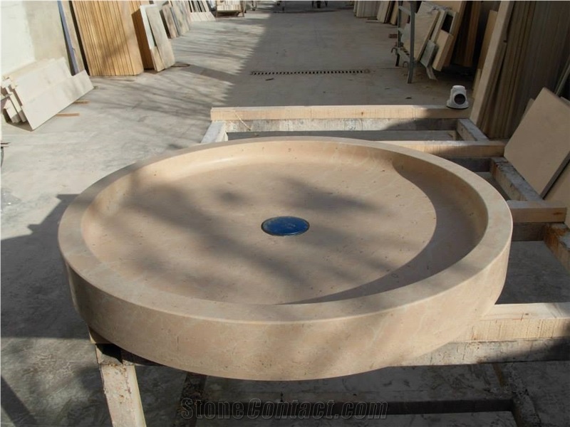 Crema Avorio Marble Solid Round Shower Base