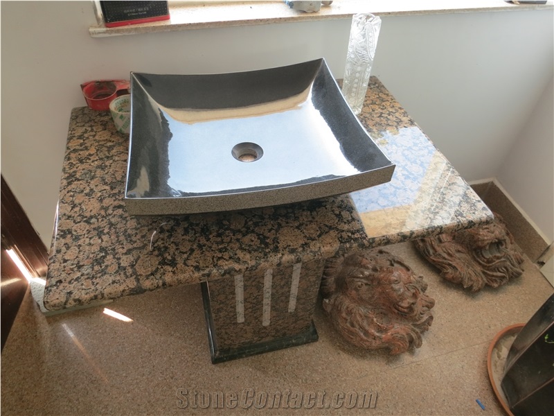 Sunny Beige Marble Basin, Beige Marble Wash Basin, Marble Sink