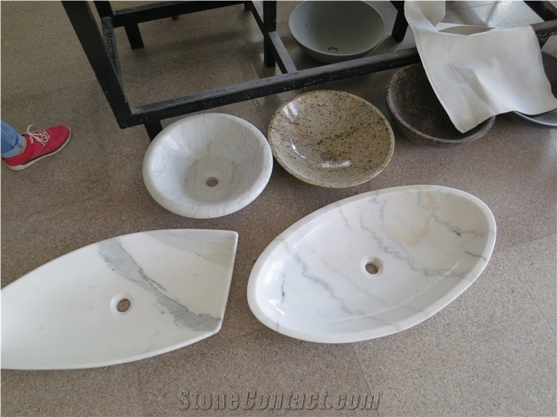 Sunny Beige Marble Basin, Beige Marble Wash Basin, Marble Sink