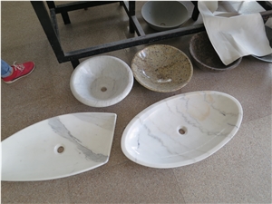 Sunny Beige Marble Basin, Beige Marble Wash Basin, Marble Sink