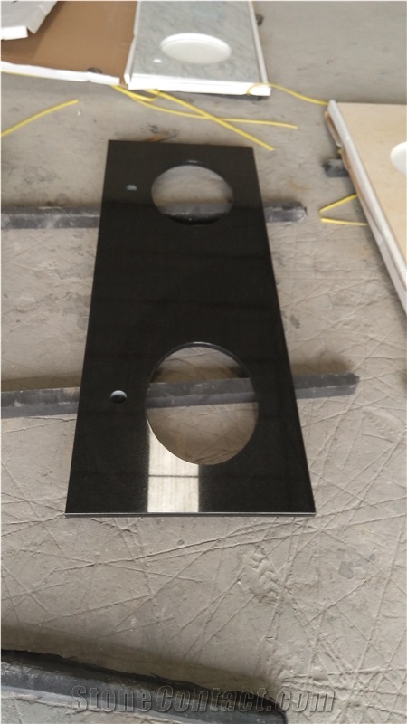 Absolute Black Granite Vanity Tops, Bathroom Tops, 18"Oval Sink Hole Cutout Counter Tops, Double Holes Cutout