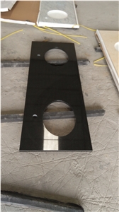 Absolute Black Granite Vanity Tops, Bathroom Tops, 18"Oval Sink Hole Cutout Counter Tops, Double Holes Cutout