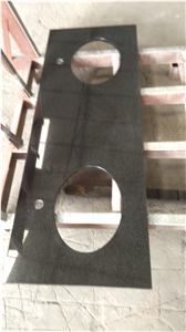 Absolute Black Granite Vanity Tops, Bathroom Tops, 18"Oval Sink Hole Cutout Counter Tops, Double Holes Cutout