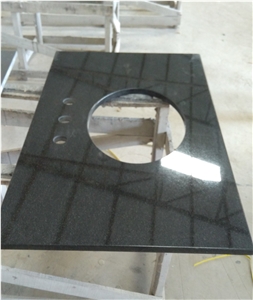 Absolute Black Granite Vanity Tops, Bathroom Tops, 18"Oval Sink Hole Cutout Counter Tops, Double Holes Cutout