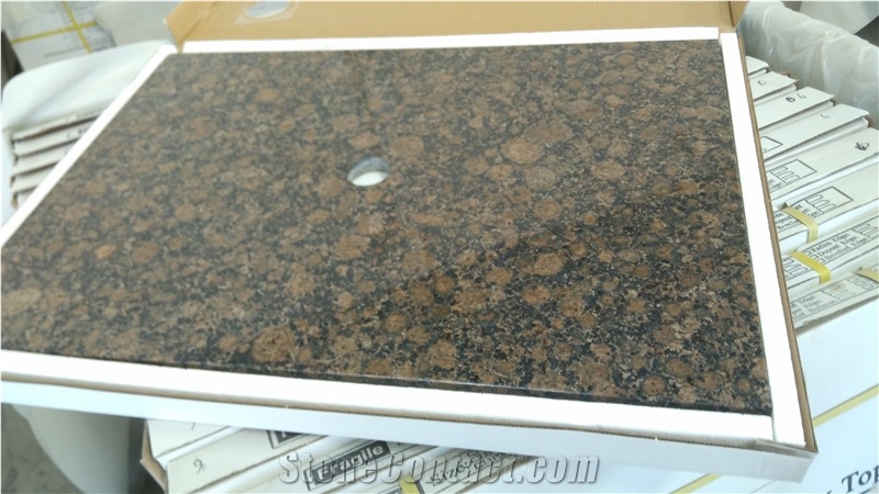 Baltic Brown Granite Vanity Top with Backsplash No Faucet Drilling 2”Diameter Cutout for Vessel Sink Bathroom Tops