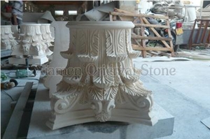 Beige Marble Roman Sculptured Columns, Outdoor Building Stones Architectural Corinthian Columns, Exterior Landscaping Stones Column Bases & Tops Beige Marble Roman Sculptured Columns, Outdoor Building Stones Architectural Corinthian Columns, Exterior Landscaping Stones Column Bases & Tops