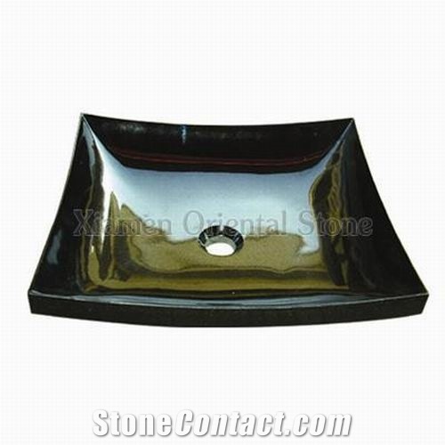 China Black Granite Bathroom Wash Sinks, Stone Rectangle Wash Basins, Vessel Sink, Shanxi Black Granite Wash Basins
