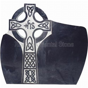 China Black Granite Cemetery Cross Carving Tombstones, Memorial Engraved Headstones, Stone Western Style Single Monuments, Gravestone, Custom Tombstone Design
