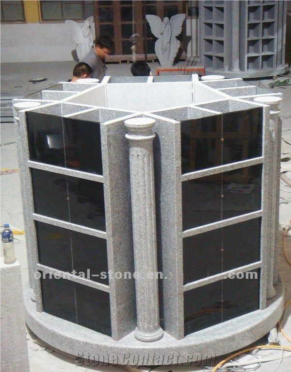 China G603 Grey Granite Cremation Columbarium, Black Granite Mausoleums Crypts Design, Niches Round Cemetery Columbariums