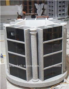 China G603 Grey Granite Cremation Columbarium, Black Granite Mausoleums Crypts Design, Niches Round Cemetery Columbariums