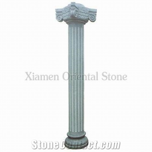 China G603 Grey Granite Roman Sculptured Columns, Outdoor Ionic Columns, Corinthian Columns, Exterior Landscaping Stone Architectural Columns, Column Bases & Tops