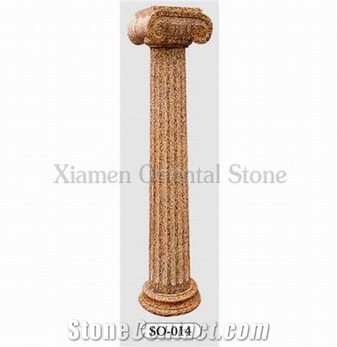 China Granite Outdoor Architectural Ionic Columns, Exterior Building Stone Roman Sculptured Columns, Landscaping Stone Column Bases & Tops