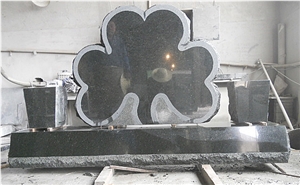 China Green Granite Flower Carving Headstones, Cemetery Engraved Tombstones, Western American Style Single Monuments, Memorial Stone Gravestones, Custom Tombstone & Monument Design