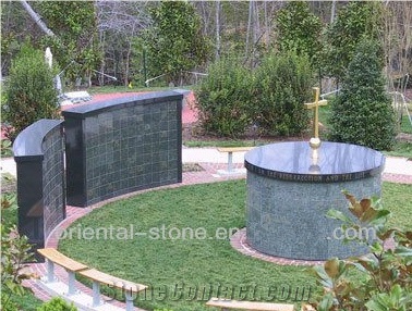 China Grey Granite Cremation Columbarium Project, Cemetery Garden Mausoleum Crypts Design, Black Granite Niches Columbariums