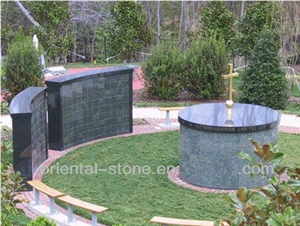 China Grey Granite Cremation Columbarium Project, Cemetery Garden Mausoleum Crypts Design, Black Granite Niches Columbariums