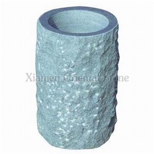 China Grey Granite Outdoor Natural Bush Hammered Surface Flower Pots, Garden Landscaping Stones Flower Vases, Exterior Planters, Planter Pots, Flower Stand, G623 Grey Granite Exterior Planters