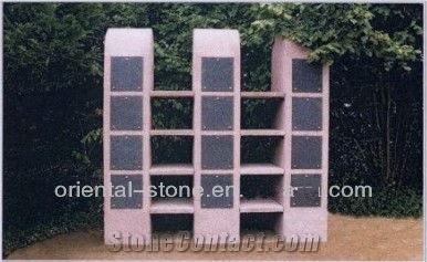 China Red Granite Irregular Style Cremation Columbariums, Garden Outdoor Cemetery Mausoleums Crypts Design, Grey Granite Niches Columbariums Project
