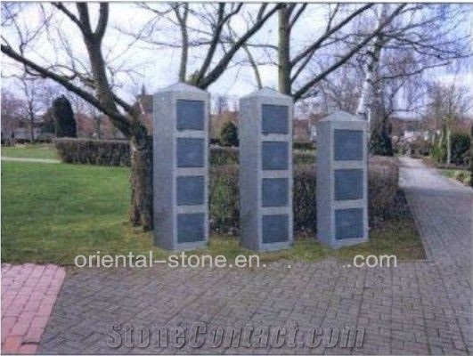 China Red Granite Irregular Style Cremation Columbariums, Garden Outdoor Cemetery Mausoleums Crypts Design, Grey Granite Niches Columbariums Project