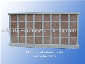 China Red Jinghai Rongchen Granite Cremation Columbarium with Red Stone Niches Urns Columbariums
