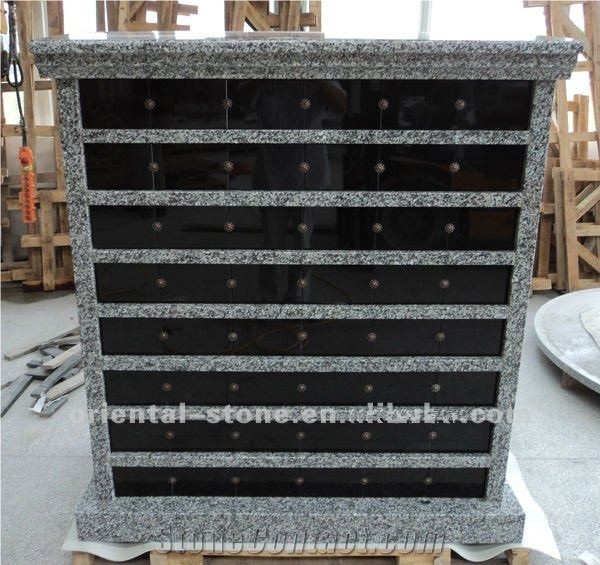 China Shanxi Black Granite Cemetery Urns Columbarium, 48 Niches Columbariums