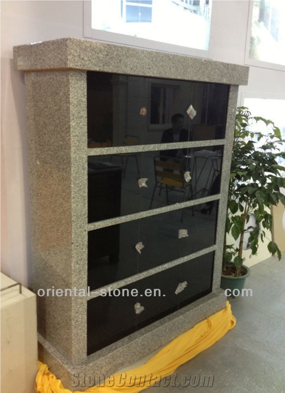 China Shanxi Black Granite Cremation Columbarium Design, 12 Niches Cemetery Mausoleums, G603 Granite Columbariums Crypts
