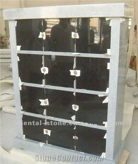 China Shanxi Black Granite Cremation Columbarium Design, 12 Niches Cemetery Mausoleums, G603 Granite Columbariums Crypts