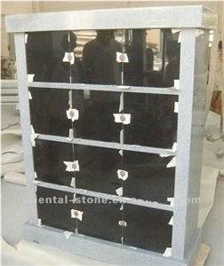 China Shanxi Black Granite Cremation Columbarium Design, 12 Niches Cemetery Mausoleums, G603 Granite Columbariums Crypts