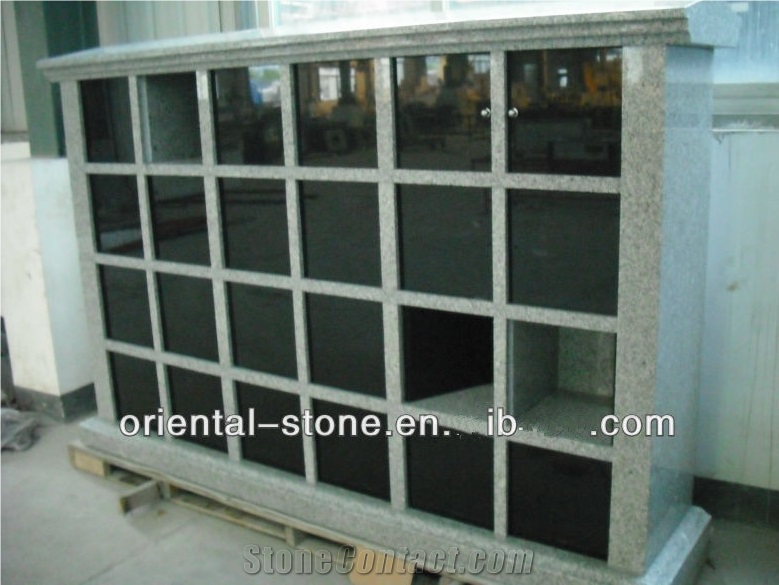 China Shanxi Black Granite Cremation Columbarium Design, Grey G603 Cemetery Mausoleum Crypts Design, 24 Niches Columbariums