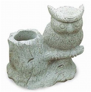 China White Granite Garden Landscaping Stones Flower Pots, Outdoor Carving Flower Vases, Exterior Planters, Planter Pots, Animal Sculpture, Flower Stand