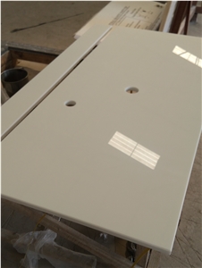 Crystallized Glass White Vanity Tops, Bathroom Tops, Counter Top with Hole Cutout