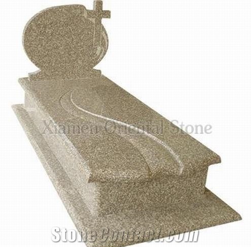 G682 Granite Western Style Monuments, Natural Stone Cross Engraved Headstones, European Cemetery Tombstones, Memorial Monuments, Custom Tombstone Monument Design, Single Gravestone