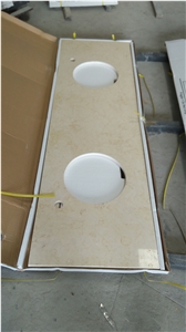 Galala Beige Marble Vanity Tops Bathroom Vanity Tops Beige Marble Bathroom Countertops with Sink Hole Cutout