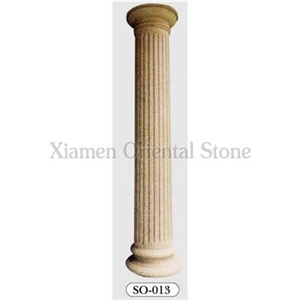Granite Roman Sculptured Columns, Exterior Building Stone Doric Columns, Outdoor Landscaping Stone Architectural Columns, Column Bases & Tops
