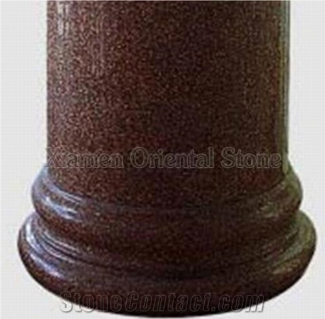 Nevada Red Granite Roman Columns, Exterior Building Stone Column Bases & Tops, Doric Columns, Architectural Sculptured Columns