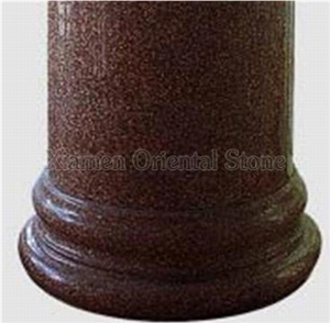 Nevada Red Granite Roman Columns, Exterior Building Stone Column Bases & Tops, Doric Columns, Architectural Sculptured Columns