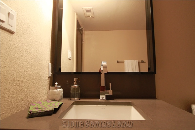 Quartz #4350 Brown Bathroom Vanity Tops Quartz Stone Vanity Tops Artificial Stone Tops