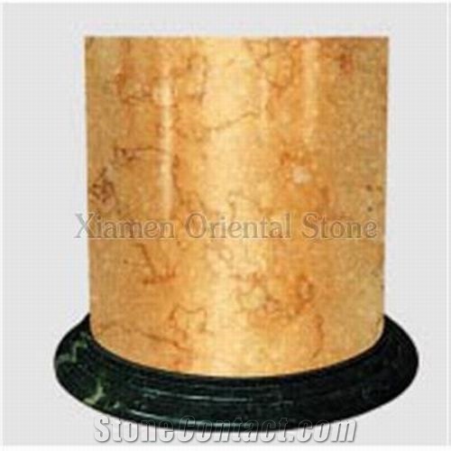 Screw Cream Marble Roman Architectural Columns, Outdoor Building Stones Column Bases & Tops, Exterior Doric Columns