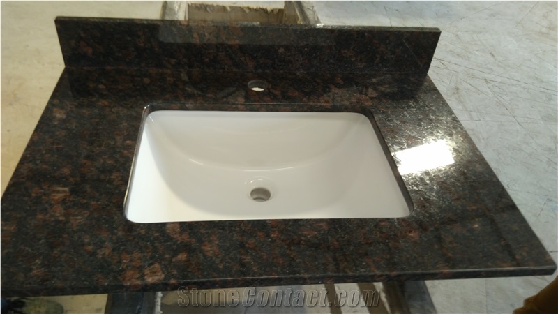 Tan Brown Granite Vanity Top Bathroom Top Counter Tops Brown Granite Rectangular Sink Hole Cut Out Vanity Tops