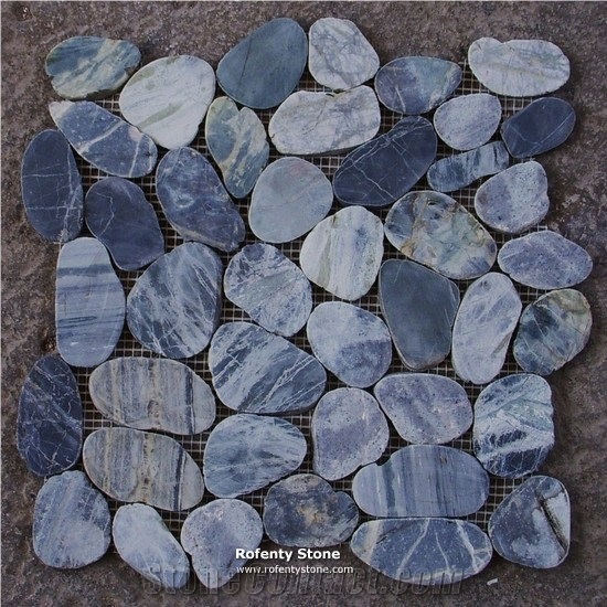 Rf Blue Marmor Slice Pebble Mosaic