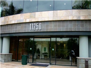 Desert Gold Quartzite and Brazillian Green Slate Facade
