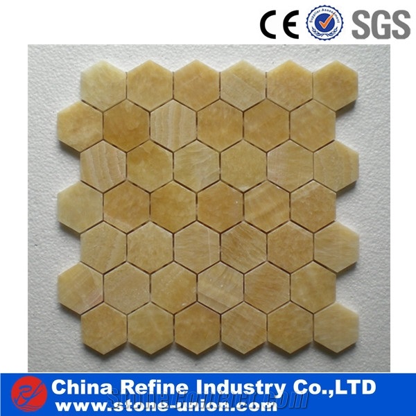 High Quality Yellow Onyx Mosaic, Hexagon Mosaic,Decorative Mosaic Onyx Interior Stone,Floor Mosaic, Wall Mosaic