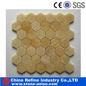 High Quality Yellow Onyx Mosaic, Hexagon Mosaic,Decorative Mosaic Onyx Interior Stone,Floor Mosaic, Wall Mosaic