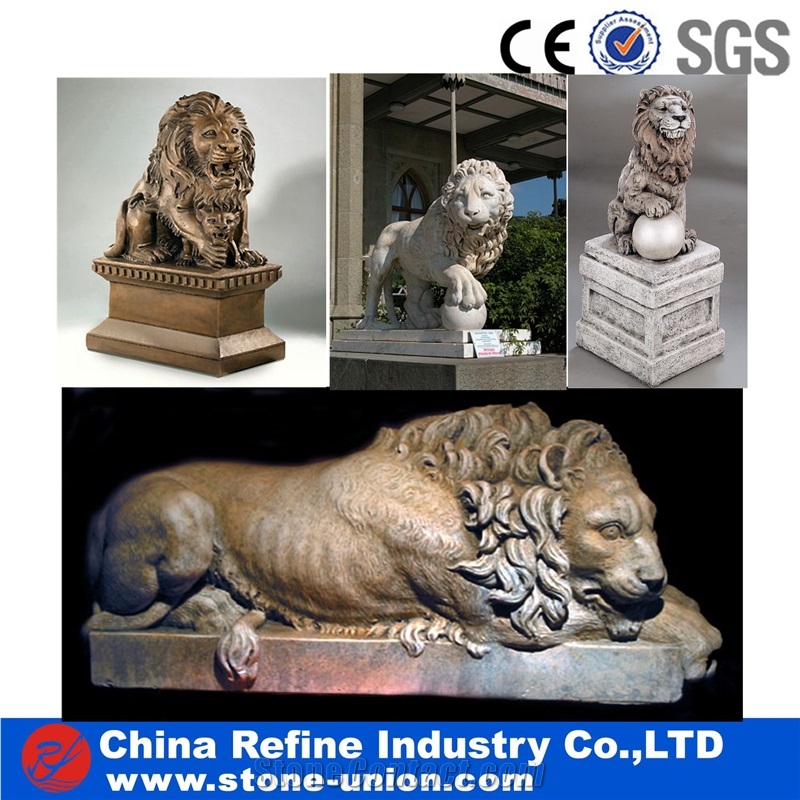 Marble Sculpture & Statue,Carving Stone Lively Lion,Lion Animal Sculpture, Animal Marble Sculpture, Garden Sculptures, Lion Stone Carving