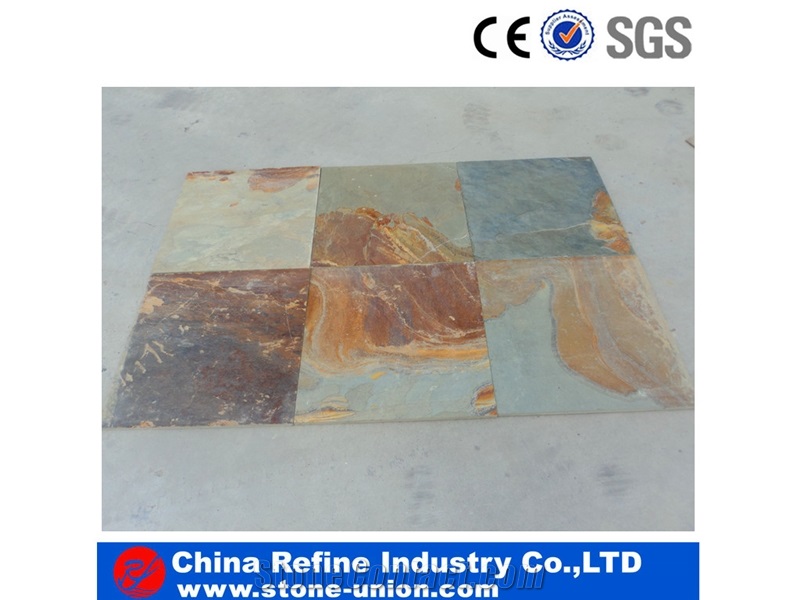 Natural Culture Slate Tile , Square Floor Tiles & Rusty Slate , Slate Pattern Covering , Natural Rusty Roof Tiles