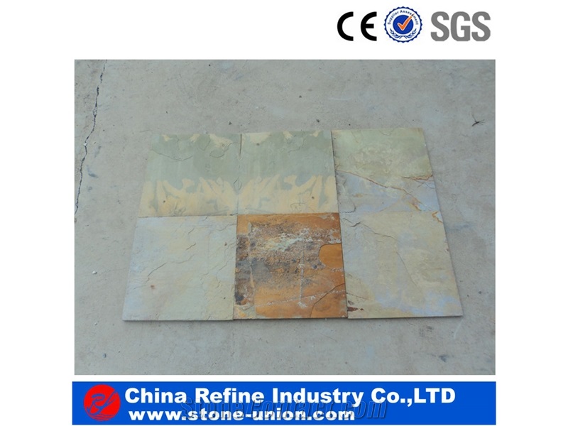 Natural Culture Slate Tile , Square Floor Tiles & Rusty Slate , Slate Pattern Covering , Natural Rusty Roof Tiles